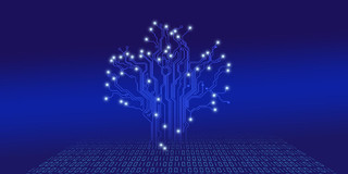 蓝色科技感科技树科技光效蓝色线条科技线条展板背景